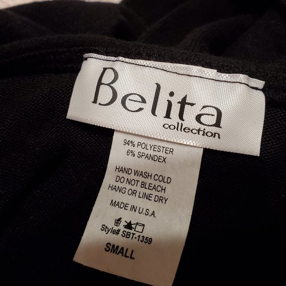 Belita USA Crop Top Bow Tie Black Long Sleeve S - Picture 9 of 10